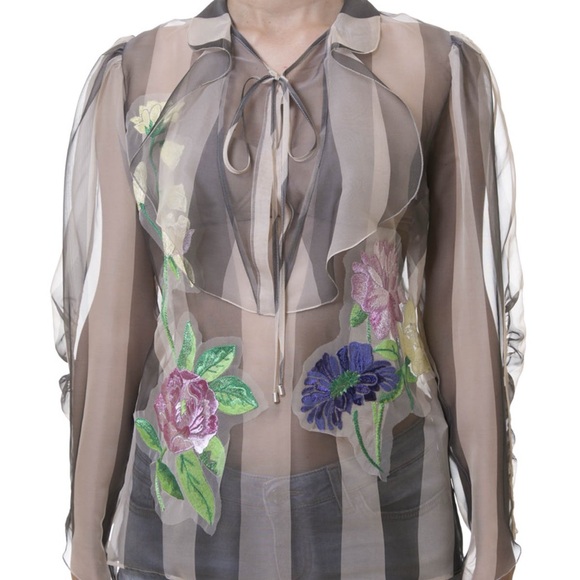 Blumarine Floral silk Sheer Blouse - Picture 5 of 16
